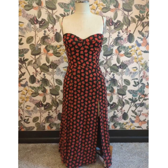 Reformation Rose Print Midi Dress- Size 4 - Picture 1 of 5